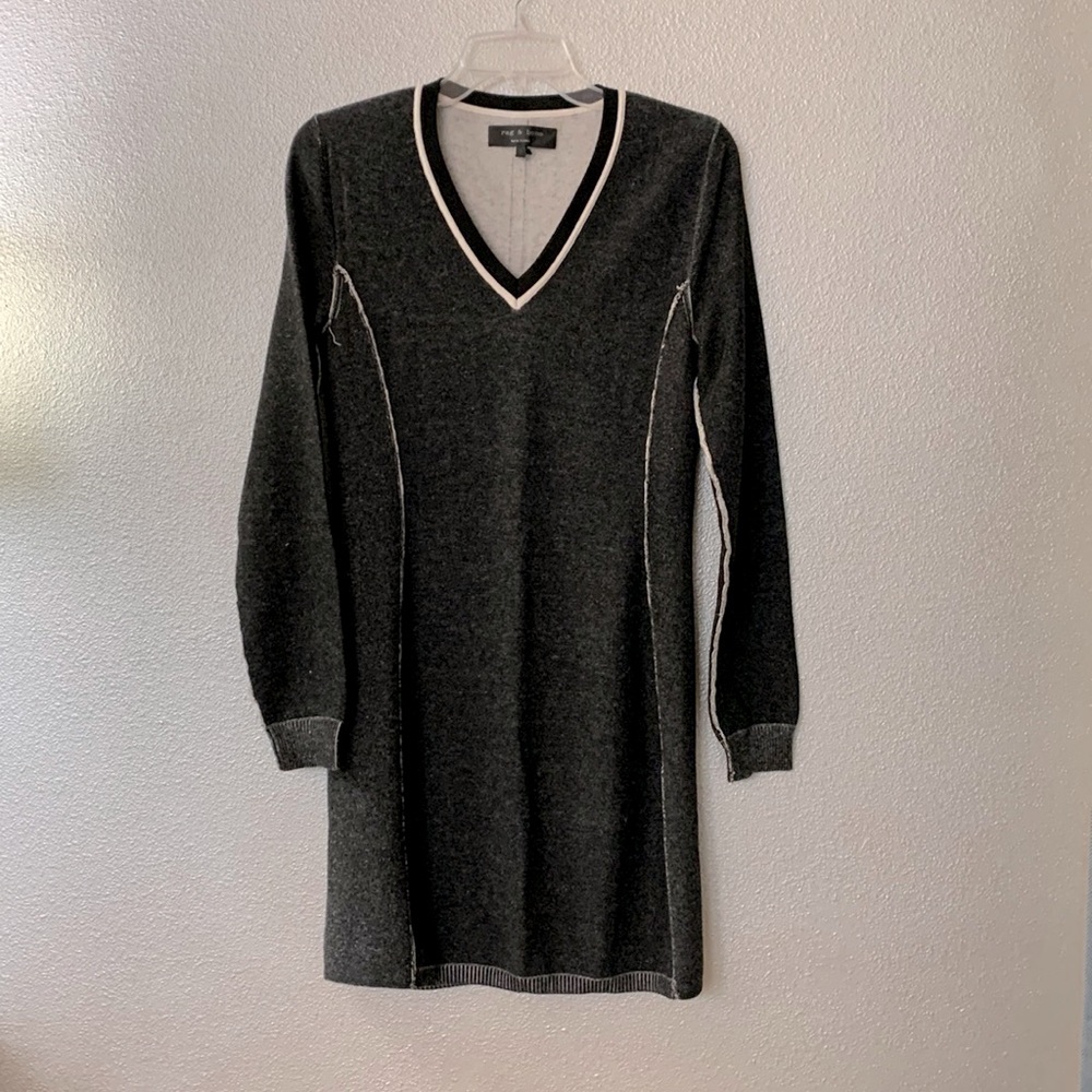RAG & BONE Taylor knit dress exposed seam detail Vneck long sleeve women’s sz S